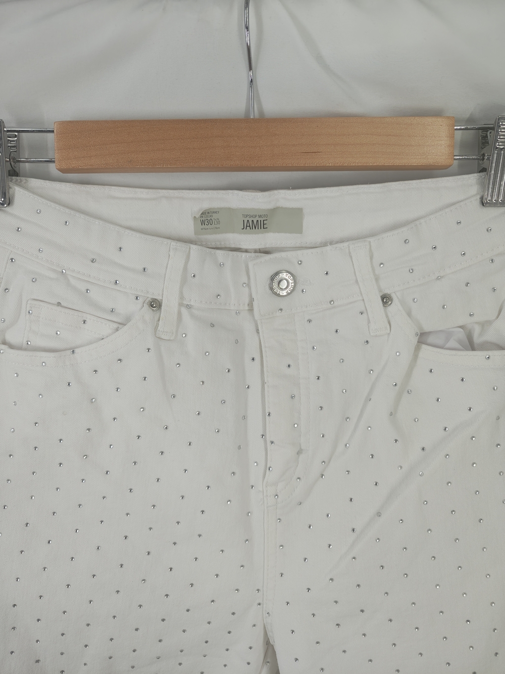 Topshop White Skinny Jeans with Silver Studs